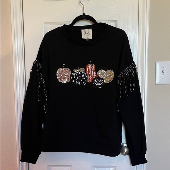 Fantastic Fawn Tops - Fantastic Fawn Sequin Fringe Sweatshirt